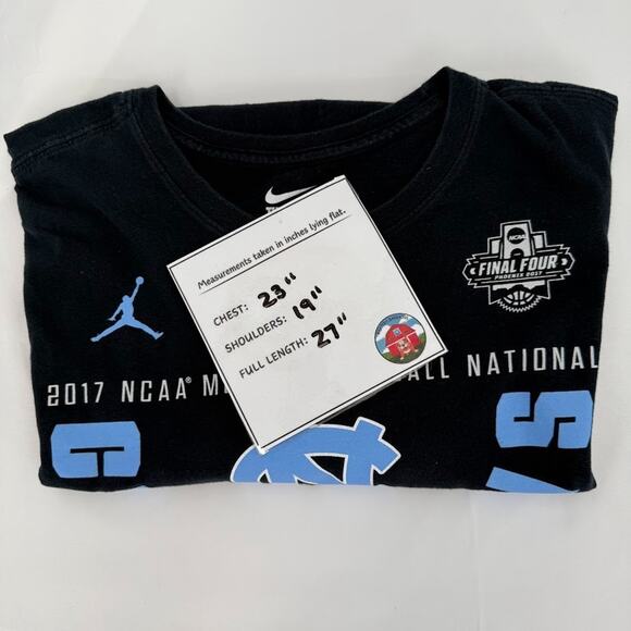 Nike Jordan UNC Tar Heels 2017 NCAA Men’s Basketball Champions Tee XL Black - Picture 5 of 5